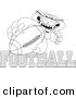 Big Cat Cartoon Vector Clipart of an Outline Design of a Panther Character Mascot with Football Text by Toons4Biz