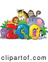 Big Cat Cartoon Vector Clipart of Happy Animals Around the Word Zoo by Visekart
