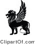 Big Cat Clipart of a Black Winged Lion by Vector Tradition SM
