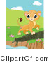Big Cat Clipart of a Curious Lion Cub Walking by a Pond Edge by Pushkin