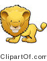 Big Cat Clipart of an Adorable Golden Male Lion with a Big Mane Looking Forward by AtStockIllustration