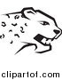 Big Cat Vector Clipart of a Black and White Cheetah Head in Profile by Lal Perera