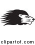 Big Cat Vector Clipart of a Black and White Lion Head in Profile by Johnny Sajem