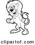 Big Cat Vector Clipart of a Black and White Mad Lion Ready to Fight by Lal Perera