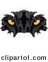 Big Cat Vector Clipart of a Black Panther Face with Yellow Eyes by Chromaco
