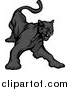Big Cat Vector Clipart of a Black Panther Growling by Chromaco