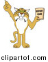 Big Cat Vector Clipart of a Bobcat Holding a Report Card by Mascot Junction
