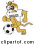 Big Cat Vector Clipart of a Bobcat Playing Soccer by Mascot Junction
