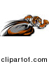 Big Cat Vector Clipart of a Fast Sporty Tiger Mascot Running Upright with Blurred Legs by Chromaco