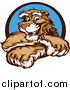 Big Cat Vector Clipart of a Happy Cougar Mascot with Crossed Arms by Chromaco