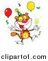 Big Cat Vector Clipart of a Happy Party Tiger with Champagne by Hit Toon