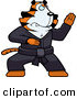 Big Cat Vector Clipart of a Karate Tiger Character in a Black Gi by Cory Thoman