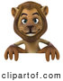 Big Cat Vector Clipart of a Lion Character Standing Behind a Blank Sign While Smiling by