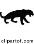 Big Cat Vector Clipart of a Profiled Black Leopard Silhouette Facing Right by JR