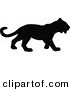 Big Cat Vector Clipart of a Profiled Black Panther Silhouetted and Facing Right by JR