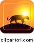 Big Cat Vector Clipart of a Silhouetted Jaguar Walking on a Hill at Sunset Icon by Lal Perera