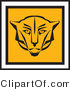 Big Cat Vector Clipart of a Square Cougar Face Design by Eugene