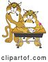 Vector Clipart of a Bobcat School Mascot Tutoring a Worried Student by Mascot Junction