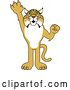 Vector Clipart of a Cartoon Bobcat School Mascot Holding up a Hand, Symbolizing Responsibility by Mascot Junction