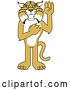 Vector Clipart of a Cartoon Bobcat School Mascot Pledging, Symbolizing Integrity by Mascot Junction