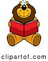Vector Clipart of a Happy Cartoon Big Lion Sitting and Reading a Book by Cory Thoman