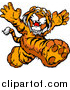 Vector Clipart of a Tiger Mascot Running Upright by Chromaco