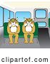 Vector Clipart of Cartoon Bobcat School Mascots Sitting on a Bus Seat, Symbolizing Safety by Mascot Junction