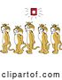Vector Clipart of Cartoon Bobcat School Mascots Walking in Line As a Fire Alarm Goes Off, Symbolizing Safety by Mascot Junction