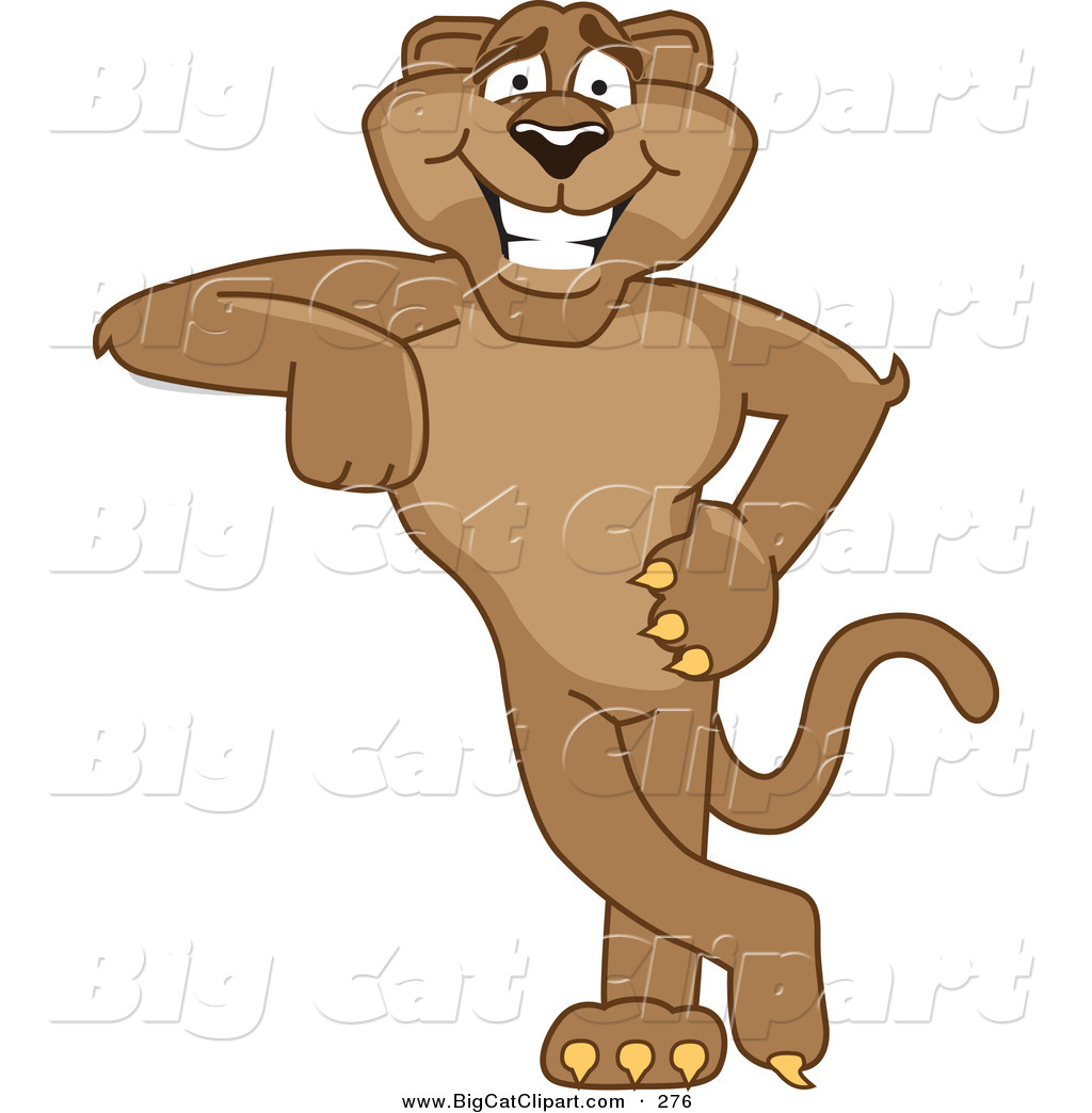 Big Cat Cartoon Vector Clipart of a Happy Cougar Mascot Character Leaning  by Toons4Biz - #276
