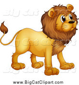 Big Cat Cartoon Vector Clipart of a Alert Lion Facing Right by