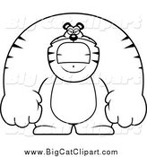 Big Cat Cartoon Vector Clipart of a Black and White Angry Buff Tiger by Cory Thoman