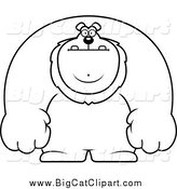 Big Cat Cartoon Vector Clipart of a Black and White Buff Lion by Cory Thoman