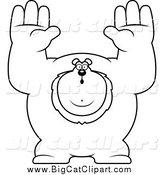 Big Cat Cartoon Vector Clipart of a Black and White Buff Lion Giving up by Cory Thoman