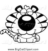 Big Cat Cartoon Vector Clipart of a Black and White Dumb Tiger Cub by Cory Thoman