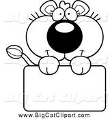 Big Cat Cartoon Vector Clipart of a Black and White Lioness over a Sign by Cory Thoman