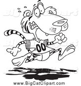 Big Cat Cartoon Vector Clipart of a Black and White Retreating Tiger by Toonaday