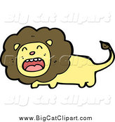 Big Cat Cartoon Vector Clipart of a Brown and Yellow Distressed Lion by Lineartestpilot