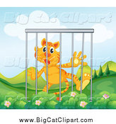 Big Cat Cartoon Vector Clipart of a Caged Tiger by Graphics RF
