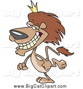 Big Cat Cartoon Vector Clipart of a Cartoon Walking Male King Lion by Toonaday