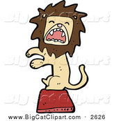 Big Cat Cartoon Vector Clipart of a Circus Lion on a Pedestal by Lineartestpilot