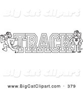 Big Cat Cartoon Vector Clipart of a Coloring Page Outline Design of a Panther Character Mascot with Track Text by Toons4Biz