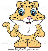 Big Cat Cartoon Vector Clipart of a Cute Baby Jaguar, Leopard or Cheetah Standing by Cory Thoman