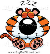 Big Cat Cartoon Vector Clipart of a Cute Dozing Tiger by Cory Thoman