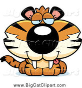 Big Cat Cartoon Vector Clipart of a Cute Drunk Baby Tiger by Cory Thoman