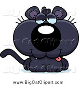 Big Cat Cartoon Vector Clipart of a Cute Drunk Black Panther Cub by Cory Thoman