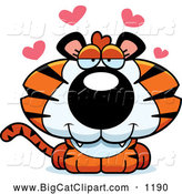 Big Cat Cartoon Vector Clipart of a Cute Infatuated Tiger by Cory Thoman