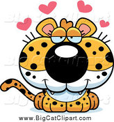 Big Cat Cartoon Vector Clipart of a Cute Leopard Cub with Hearts by Cory Thoman