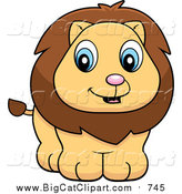 Big Cat Cartoon Vector Clipart of a Cute Lion Cub Smiling by Cory Thoman
