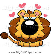 Big Cat Cartoon Vector Clipart of a Cute Loving Male Lion by Cory Thoman