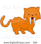 Big Cat Cartoon Vector Clipart of a Cute Sabertooth Tiger by BNP Design Studio